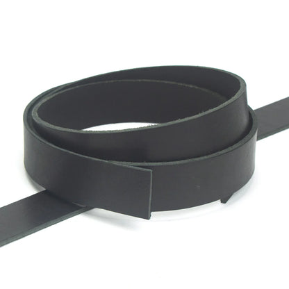 LEATHER Veg Tan Heavy Strips Black 38mm x 152cm 9-10oz / Mollies New Zealand
