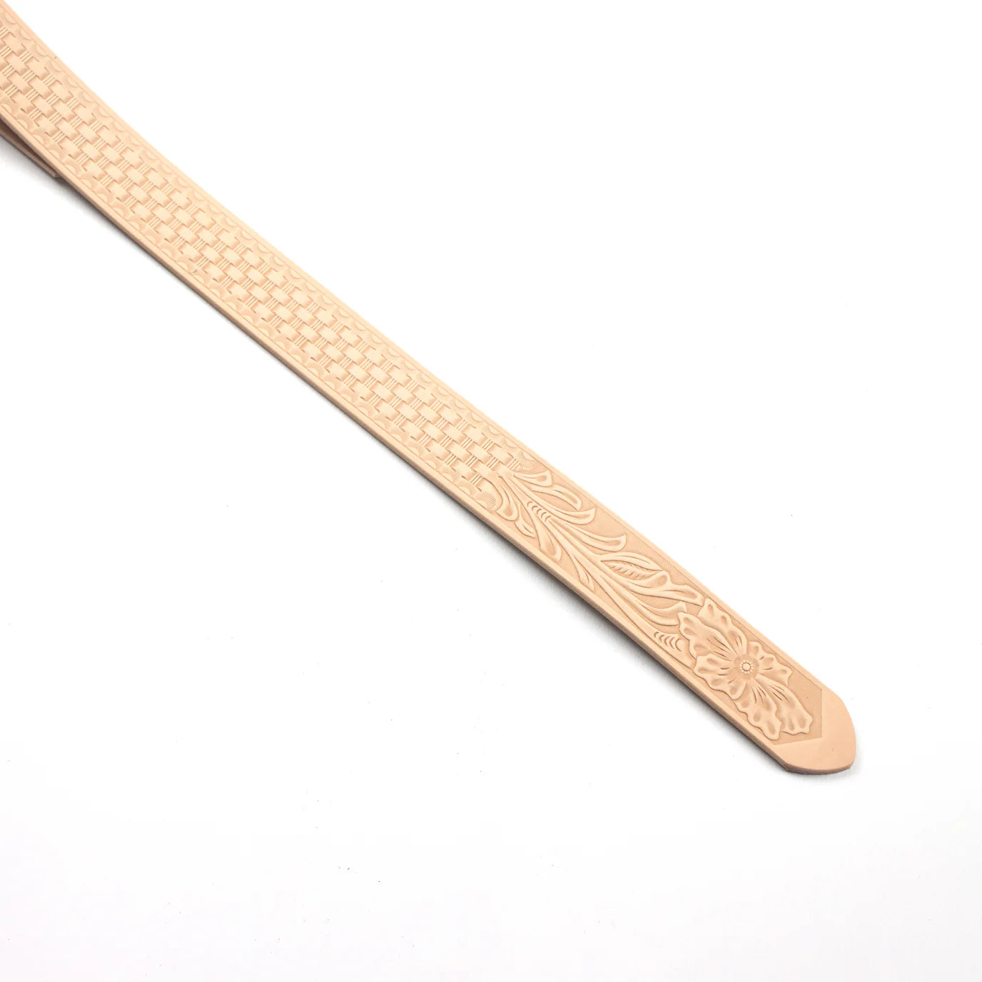 LEATHER Veg Tan Embossed Belt Blanks Straight Basketweave 38mm x 135cm 9-10oz / Mollies New Zealand