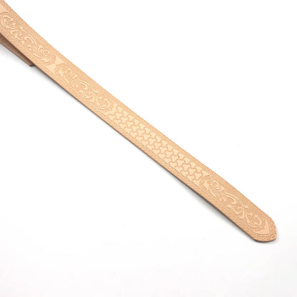 LEATHER Veg Tan Embossed Belt Blanks Vine & Weave 38mm x 135cm 9-10oz / Mollies New Zealand