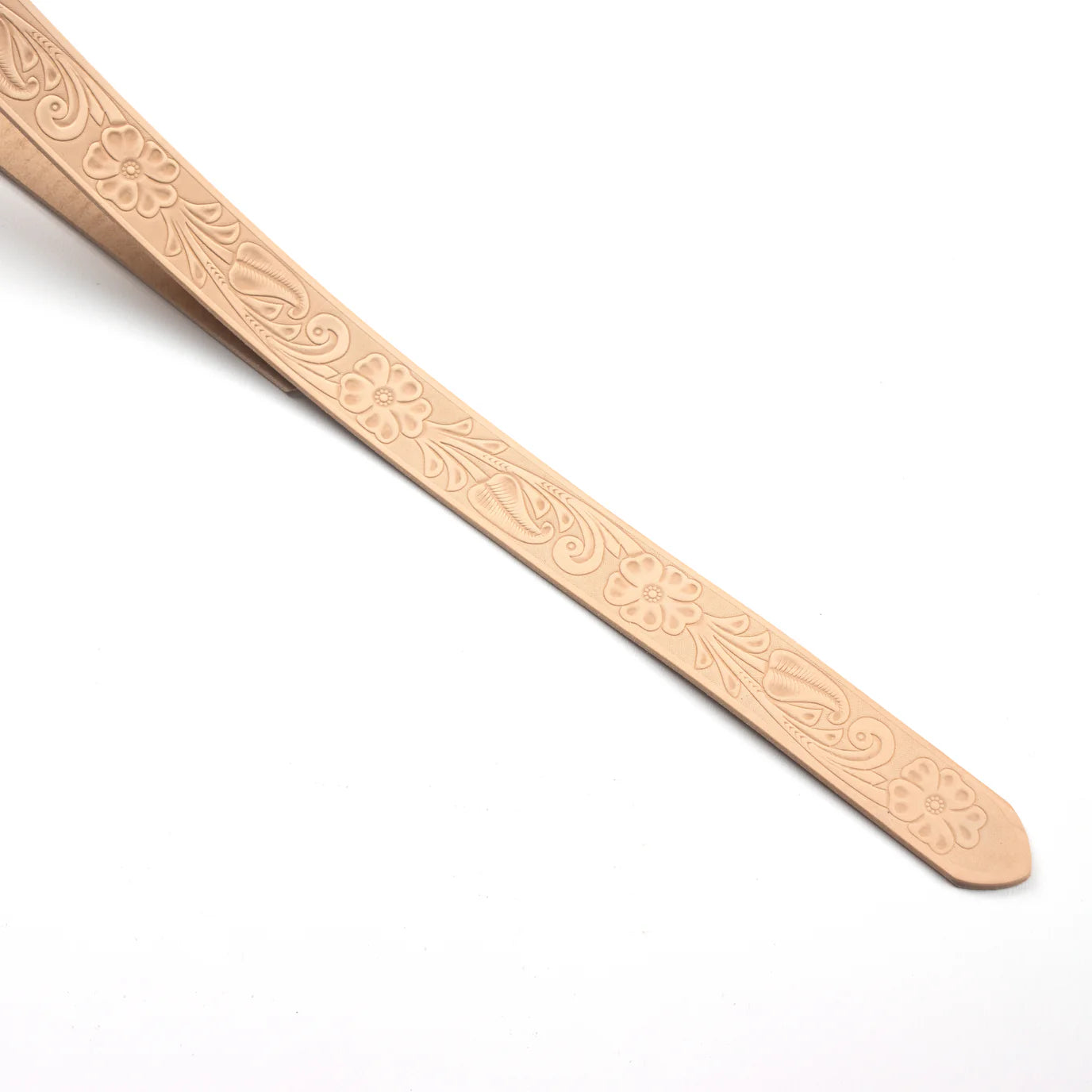 LEATHER Veg Tan Embossed Belt Blanks Daisy 38mm x 135cm 9-10oz / Mollies New Zealand