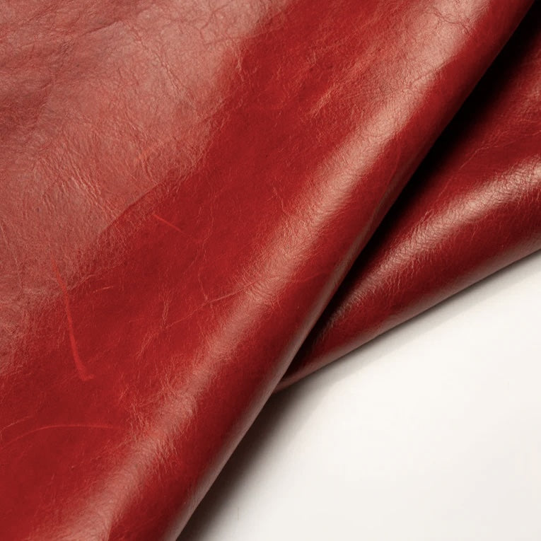 LEATHER Veg Tanned Pull Up Red / Double Shoulder / Mollies New Zealand