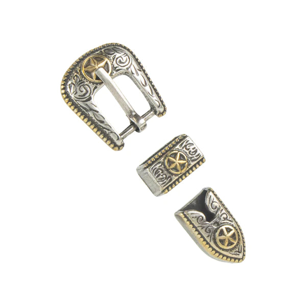 IVAN Two Tone Texas Star Buckle Set Antique Silver Antique Gold 10mm (3 8") 3PK / Mollies New Zealand
