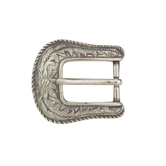 IVAN Floral End Bar Buckle Antique Silver 25mm (1") / Mollies New Zealand
