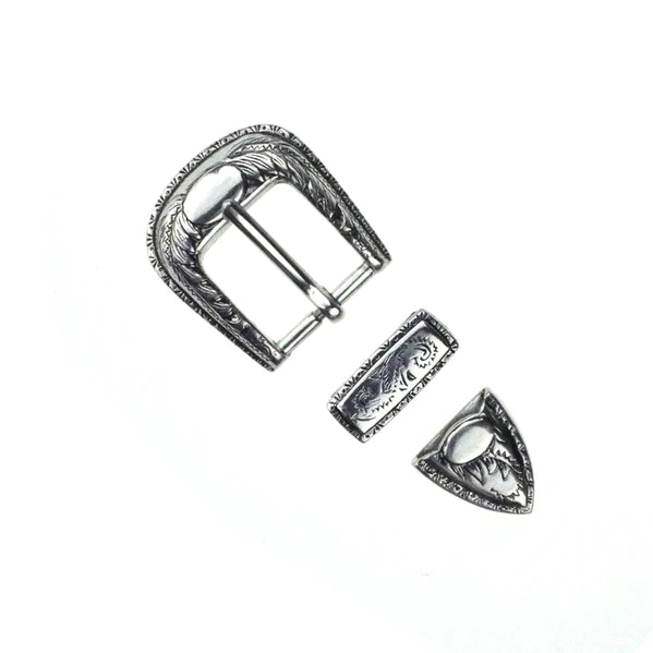 IVAN Engraved Buckle Set Antique Silver 25mm (1" ) 3PK / Mollies New Zealand