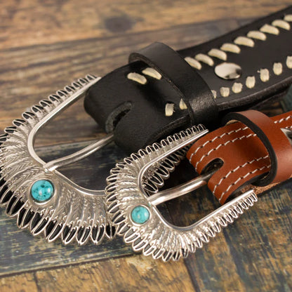 IVAN Turquoise Feather Trophy End Bar Buckle / Mollies New Zealand