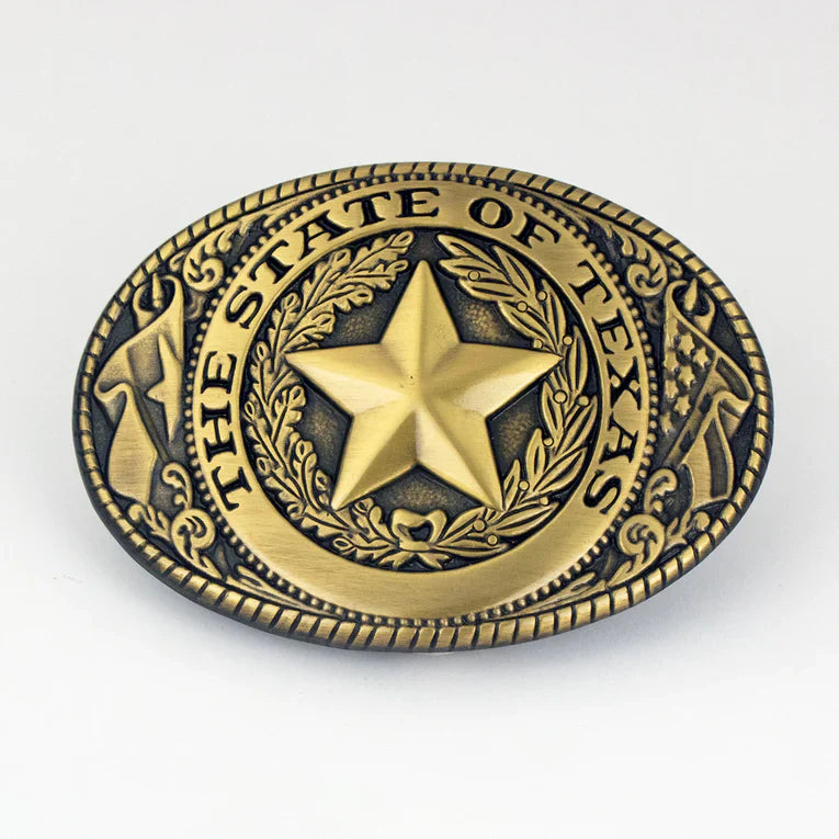 IVAN Texas Star Trophy Buckle Antique Brass 38mm (1-1 2") / Mollies New Zealand