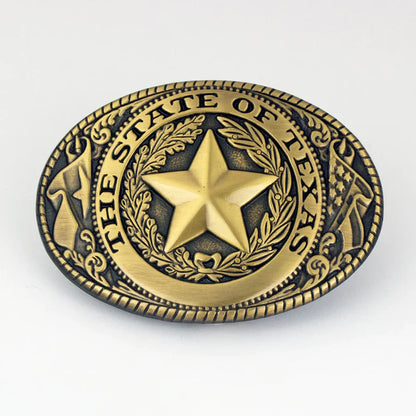 IVAN Texas Star Trophy Buckle Antique Brass 38mm (1-1 2") / Mollies New Zealand