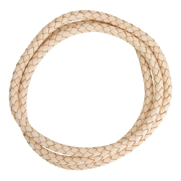 IVAN Leather Braided Cord 6mm 90cm Natural / Mollies New Zealand