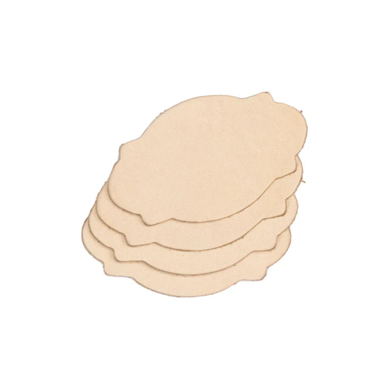 LEATHER Veg Tan Plaque 4PK 4-5oz Fancy Oval / Mollies New Zealand