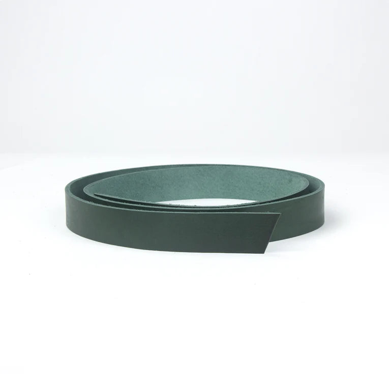 LEATHER Veg Tan Barletta Italian Strip Green 32mm x 120cm 8-9oz / Mollies New Zealand