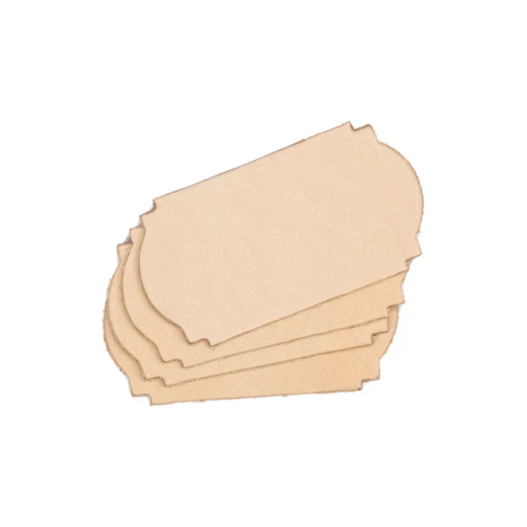 LEATHER Veg Tan Plaque 4PK 4-5oz Fancy Rectangle / Mollies New Zealand