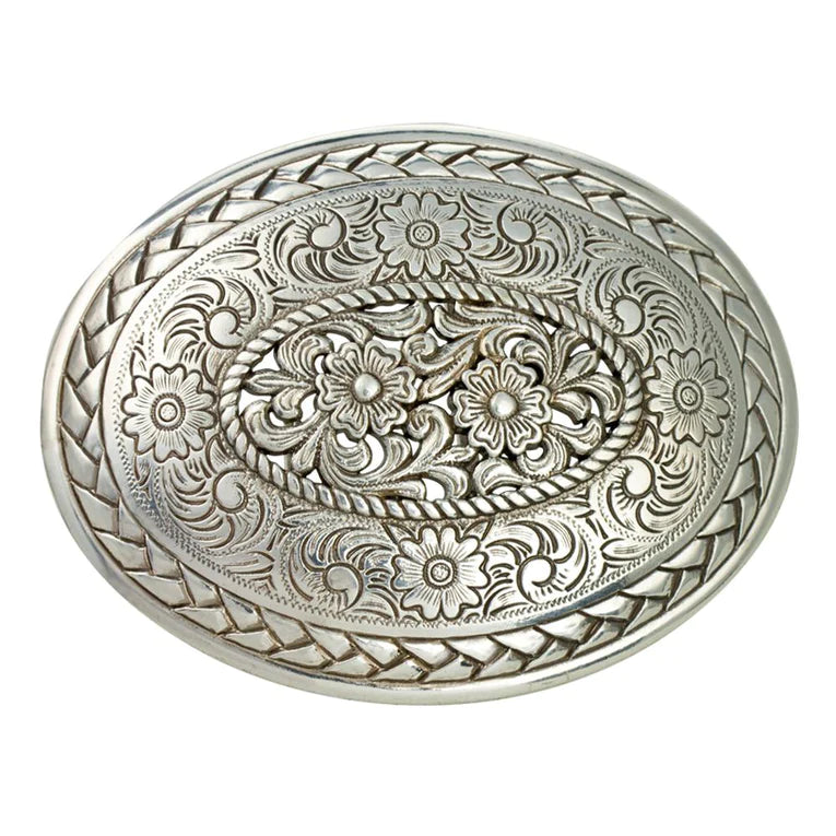 IVAN Braided Floral Trophy Buckle Antique Silver 38mm (1-1 2") / Mollies New Zealand