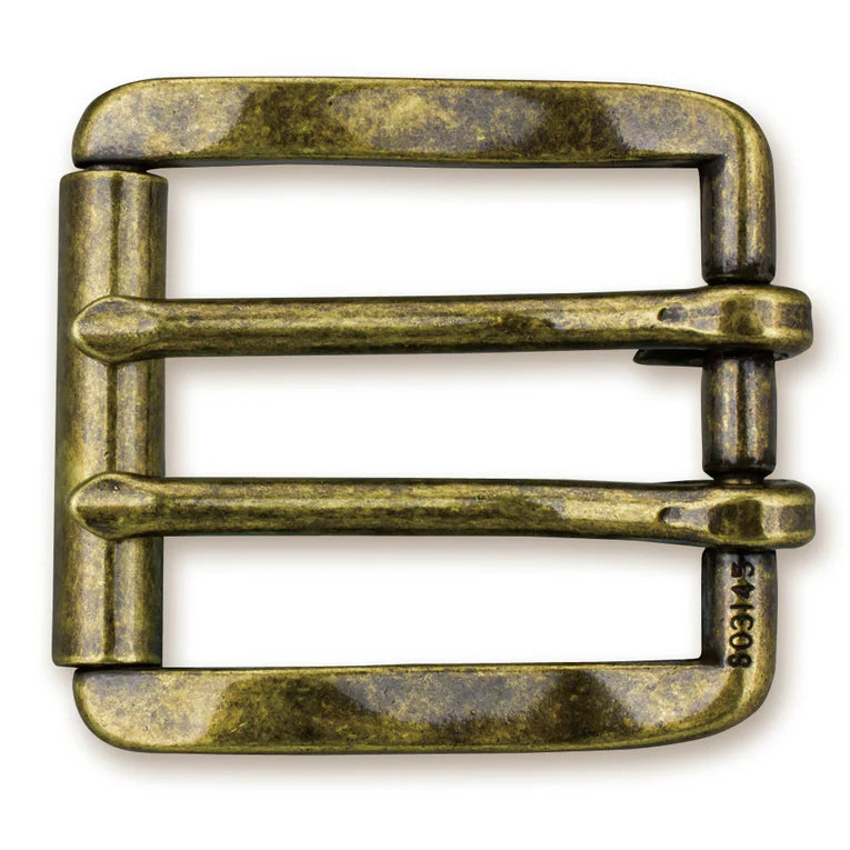 IVAN 2 Prong End Bar Roller Buckle Antique Brass 38mm (1-1 2") / Mollies New Zealand