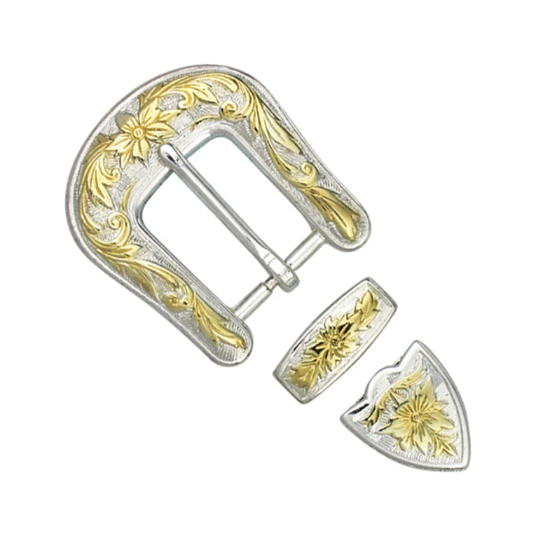 IVAN Floral Buckle Set Silver Plate Gold Plate 25mm (1") / Mollies New Zealand