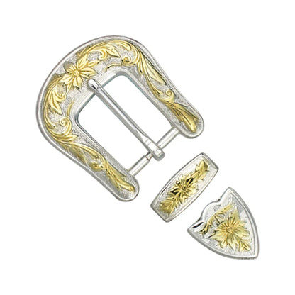 IVAN Floral Buckle Set Silver Plate Gold Plate 25mm (1") / Mollies New Zealand