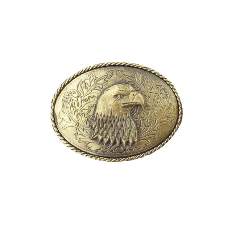 IVAN Crystal Eagle Head Trophy Buckle Antique Brass 38mm (1-1 2") / Mollies New Zealand