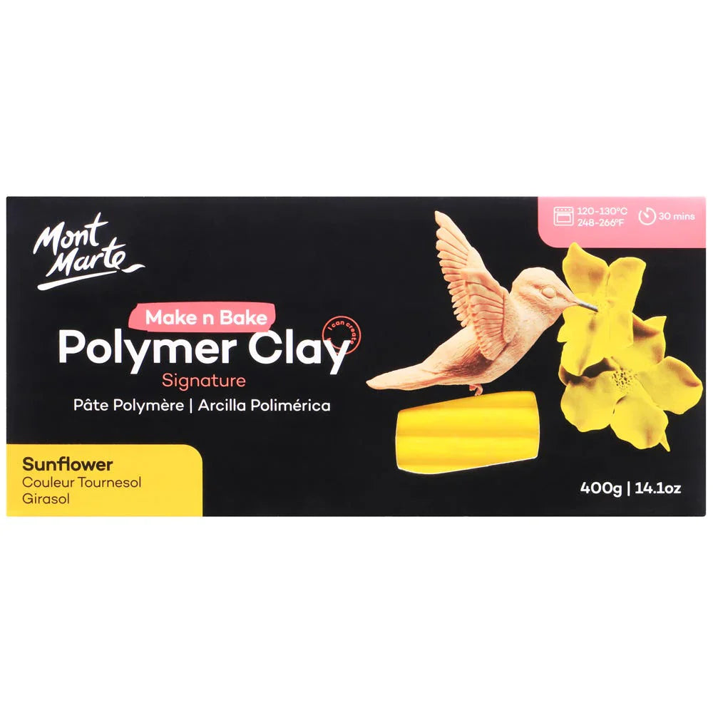 MONT MARTE Make n Bake Polymer Clay 400gm Sunflower / Mollies New Zealand