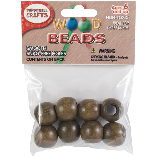 PEPPERELL Wooden Beads Walnut 20mm 8PK | Mollies Make And Create NZ