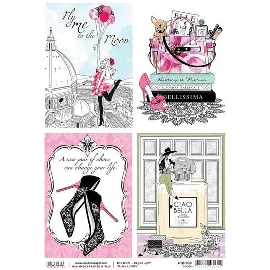 CIAO BELLA Rice Paper Shoes Ephemera A4 / Mollies New Zealand