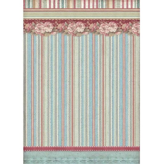STAMPERIA Rice Paper Striped Wallpaper A4 / Mollies New Zealand