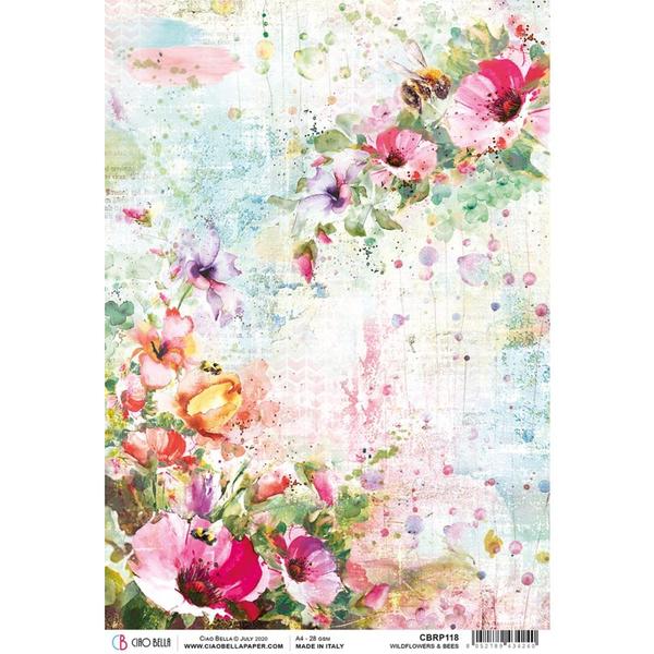 CIAO BELLA Rice Paper Wildflowers & Bees A4 | Mollies Make And Create NZ
