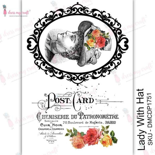 DRESS MY CRAFT Water Transfer Lady with Hat / Mollies New Zealand