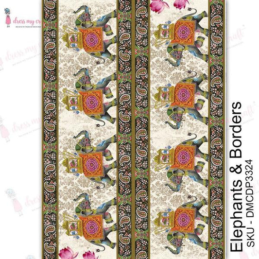 DRESS MY CRAFT Water Transfer Elephants & Borders / Mollies New Zealand