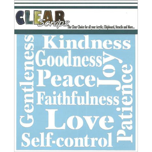 CLEAR SCRAPS Stencil Fruit of the Spirit / Mollies New Zealand