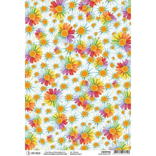 CIAO BELLA Rice Paper Love Peace Joy The Seventies A4 / Mollies New Zealand