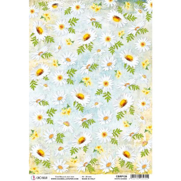 CIAO BELLA Rice Paper White Daisies Microcosmos A4 | Mollies Make And Create NZ