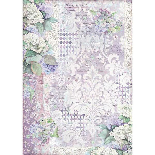 STAMPERIA Rice Paper Hortensia Wallpaper A3 | Mollies Make And Create NZ