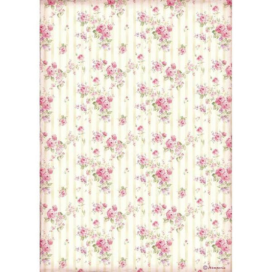 STAMPERIA Rice Paper Rose Wallpaper Sweety A4 | Mollies Make And Create NZ