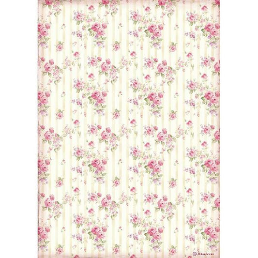 STAMPERIA Rice Paper Rose Wallpaper Sweety A4 / Mollies New Zealand