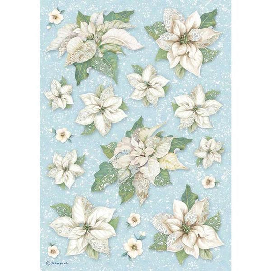 STAMPERIA Rice Paper Poinsettia A4 / Mollies New Zealand
