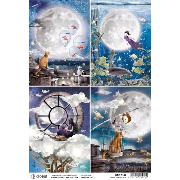 CIAO BELLA Rice Paper Cards Moon & Me A4 | Mollies Make And Create NZ
