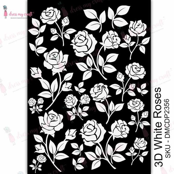 DRESS MY CRAFT Water Transfer 3D White Roses | Mollies Make And Create NZ