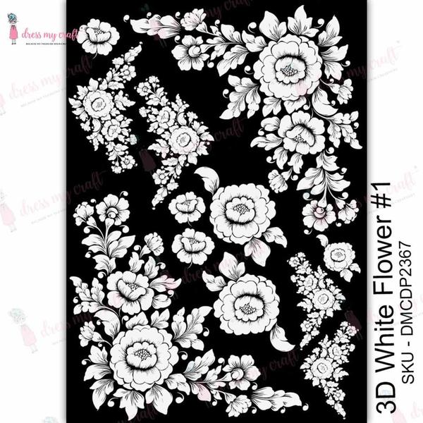 DRESS MY CRAFT Water Transfer 3D White Flower #1 | Mollies Make And Create NZ