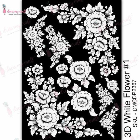 DRESS MY CRAFT Water Transfer 3D White Flower #1 | Mollies Make And Create NZ