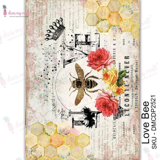 DRESS MY CRAFT Rub-On Transfer Love Bee / Mollies New Zealand
