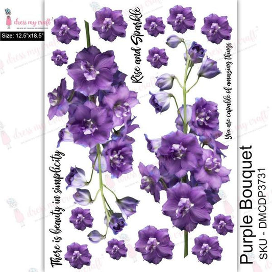DRESS MY CRAFT Water Transfer A3 Purple Bouquet / Mollies New Zealand