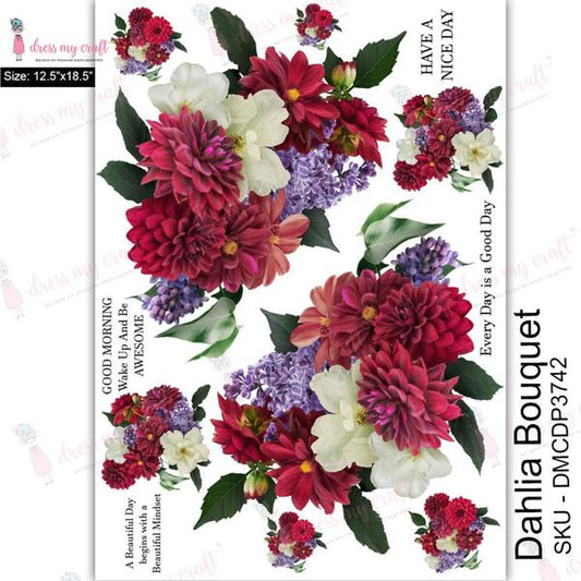 DRESS MY CRAFT Water Transfer A3 Dahlia Bouquet / Mollies New Zealand