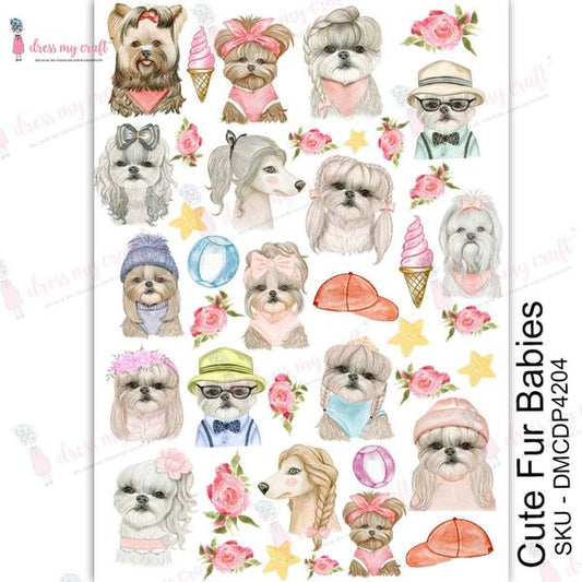 DRESS MY CRAFT Water Transfer Cute Fur Babies / Mollies New Zealand