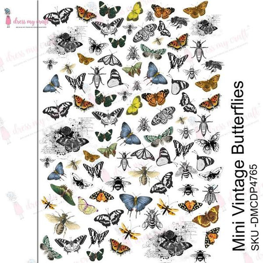 DRESS MY CRAFT Water Transfer Mini Vintage Butterflies / Mollies New Zealand