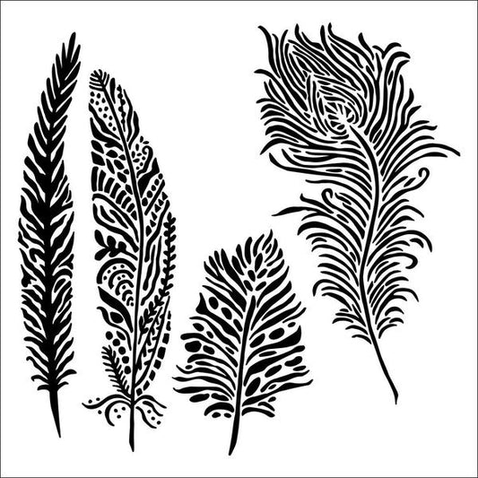 TCW Stencil Playful Plumes / Mollies New Zealand