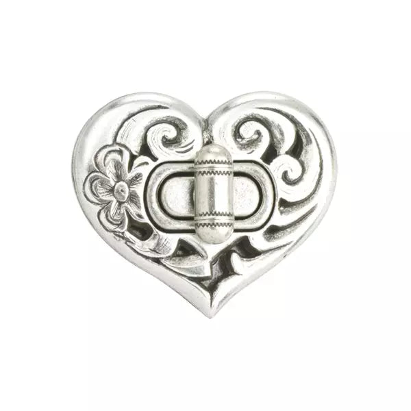 IVAN Rope Edge Bag Clasp Heart Antique Silver 45mm (1-3 4") / Mollies New Zealand