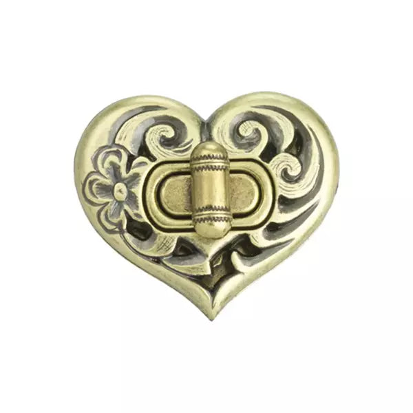 IVAN Rope Edge Bag Clasp Heart Antique Brass 45mm (1-3 4") / Mollies New Zealand