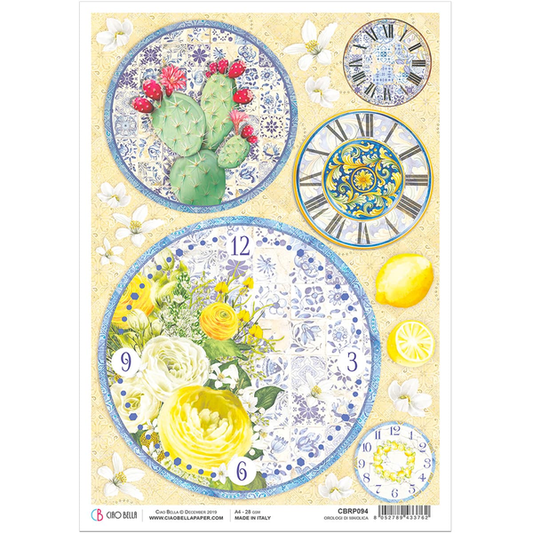 CIAO BELLA Rice Paper Orologi di Maiolica A4 / Mollies New Zealand