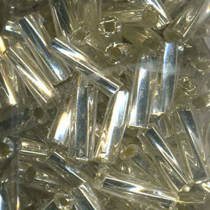 SULLIVANS Bugle Beads Silver Clear 22gm 7mm / Mollies New Zealand