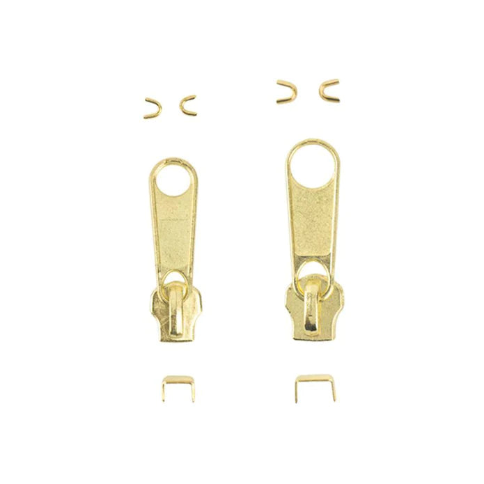 IVAN Brass Zipper Heads & Stoppers 6PK / Mollies New Zealand