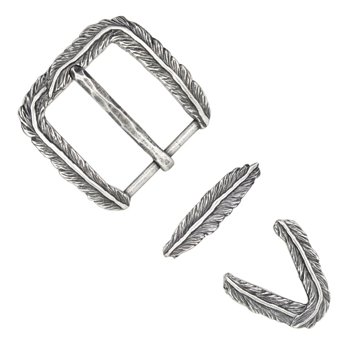 IVAN Feather Buckle Set Antique Nickel 38mm (1-1 2") / Mollies New Zealand